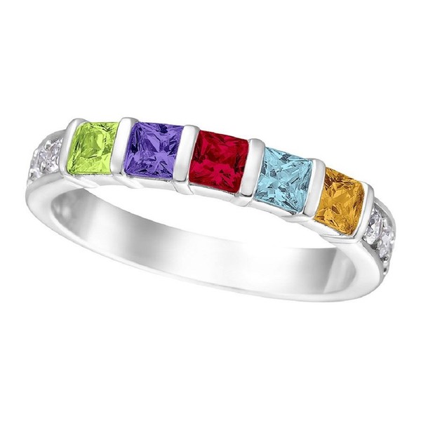Central Diamond Center Princess with side CZs Mothers rings 1