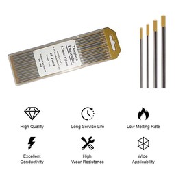 TIG Welding Tungsten Electrode 1.5% Lanthanated 1/8" x 7" (Golden, LANTHANUM-TUNGSTEN ELECTRODE WLa) 10-pack