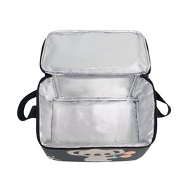 Cute Koala Insulated Lunch Box Black Lunch Bag Portable Tote Bag Cooler Bag for Outdoor Travel Picnic School Office