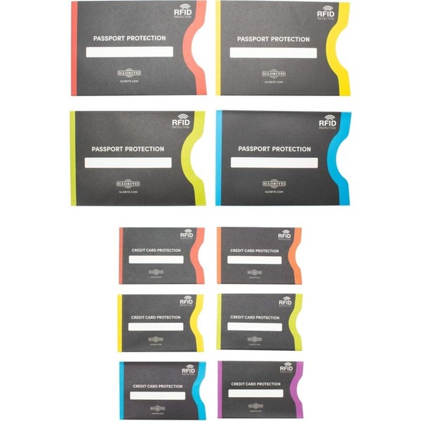 Globite RFID Blocking CC/Passport Protectors 10pk, Assorted
