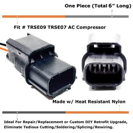 iJDMTOY 3-Way L23B3 Male End Spare Repair Connector Plug w/ 6-Inch Pigtail Harness, Compatible with Acura/Honda Vehicles A/C HVAC Compressor