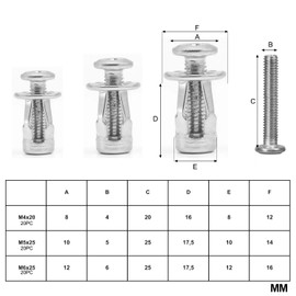 Pack of 60 M4 M5 M6 Cavity Metal Anchors, Jack Nuts Petal Nuts, Cavity Dowel Metal Set, Expansion Screw Petal Nuts, Cavity Dowel Thin Wall, for Thin Walls, Hollow Doors, Iron Sheet