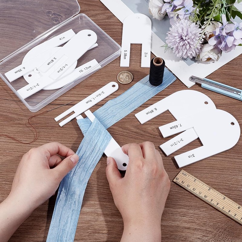 BENECREAT 9Sizes Quick Pleater, Acrylic Sewing Tools 1.27~10.12cm Quick Pleater