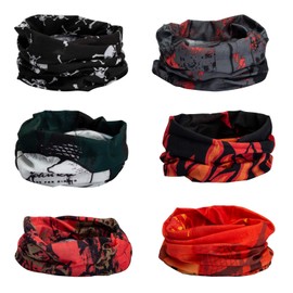 Cicmod 6-piece head wear, bandanas, multifunctional sports elastic scarves, tube scarf for cycling, motorcycle hiking, skiing, outdoor activities.