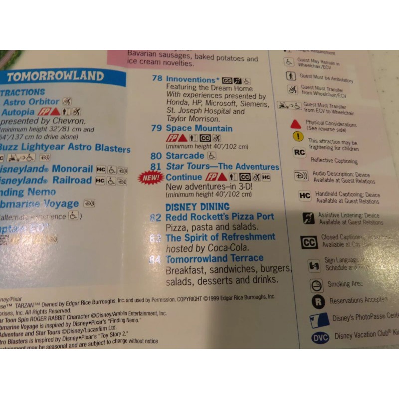 2011 Disneyland Summer Map featuring Star Tours 3D