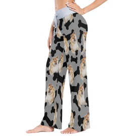Women's Pajama Pants Shiba Inu Dog Print Long Comfy Casual Drawstring Stretch Wide Leg Lounge Pants