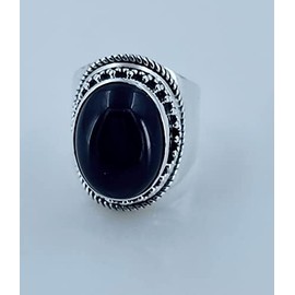 Navya Craft Schwarzer Onyx-Ring, 925er Sterlingsilber, handgefertigter Verlobungsring f√ºr Frauen, nat√ºrlicher Edelstein-Statement-Ring in Birnenform, Boho-Geschenk f√ºr ihren Geburtstag (57 (18.1))