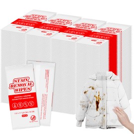 Stain Remover Wet Wipes Bulk, Individual Wrapped Stain Remover for Clothes Portable Travel Messy Eater Stain Removal Wipes Pocket Size for Clothing Fabric, Shoes, Wine, Fast Food Stain (Lemon C)