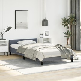 Casafoyer Bed Frame with Headboard Dark Gray 39.4"x79.9" Twin XL Velvet