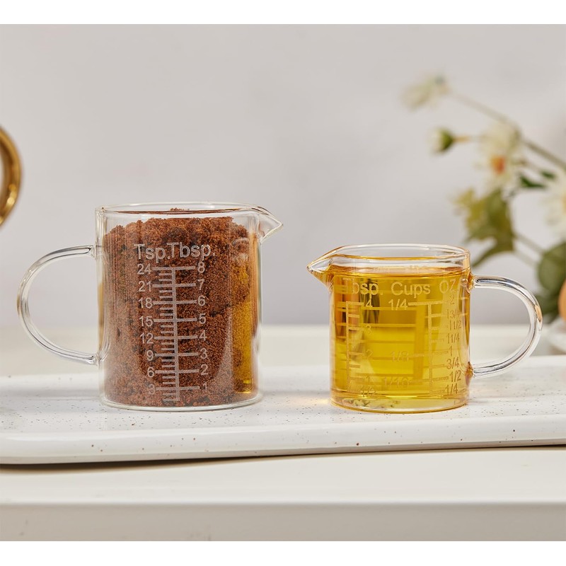 Ackers Etched Graduated Glass Measuring Cup - [Insulated Handle |