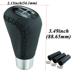 Abfer 5 Speed Shifter Knob Leather Car Gear Shifting Knob Stick Shift Lever Fit Most Manual Transmission (Black)