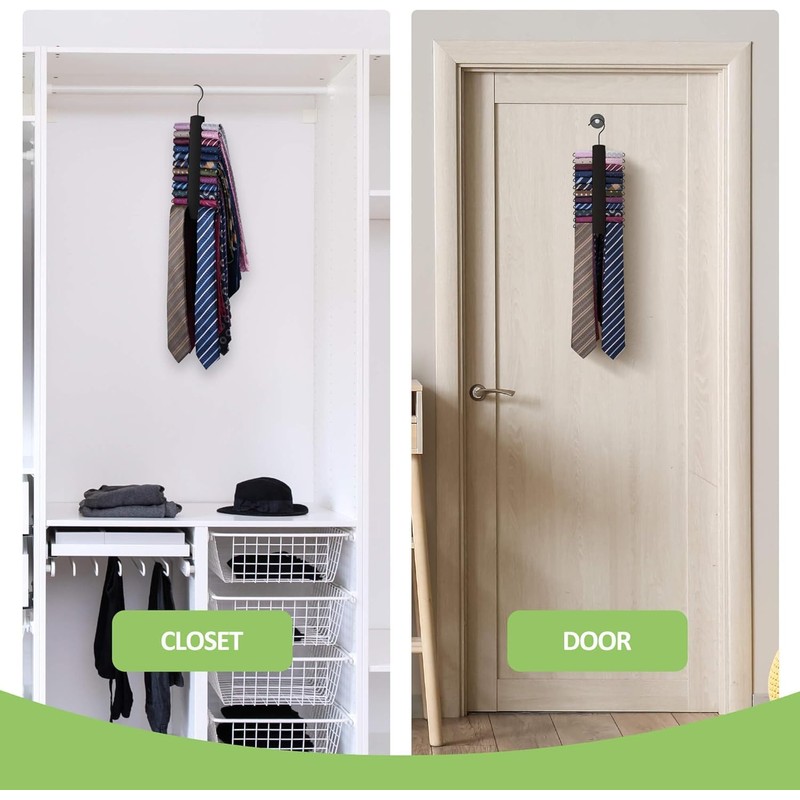OMHOMETY 2 Pack Tie Rack, Wooden Tie Hanger for Men
