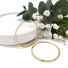 Mary & Jules Hoop Earrings Gold Made of 925 Sterling Silver, Simple, Fine Women's Earrings Gold Hoop Earrings, Made of Recycled Silver, Real Jewellery, Golden Earrings Women, Stud Earrings for Women