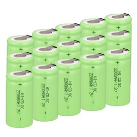Odstore Ni-Cd Rechargeable C Battery Sub C 1.2V 2200mAh Batteries C Size 16-Pack (Green)