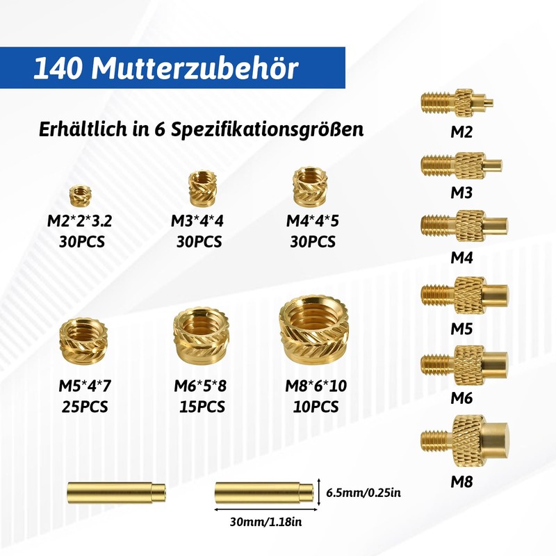 Philtool Threaded Inserts Soldering Tips Set, Soldering Iron with 140