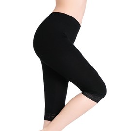 CnlanRow Women Under Dress 3/4 Capri Cropped Shorts Lace Short Leggings Soft Yoga Pants