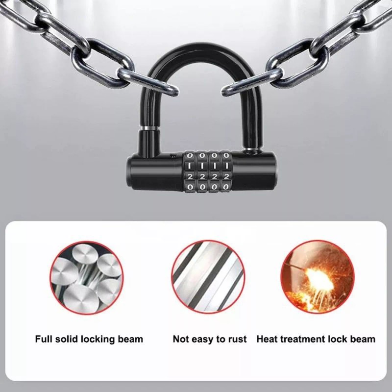 Lecute Candado 4 Digitos Acero Combinacion Bicicleta Moto Bici