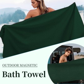QCBF Outdoor Magnetic Bath Towel 75"X30" Quick Dry Microfiber Material with Magnetic Corners Resistant Highly Absorbent Suitable for Beach Pool Gym During Camping Trips Yoga