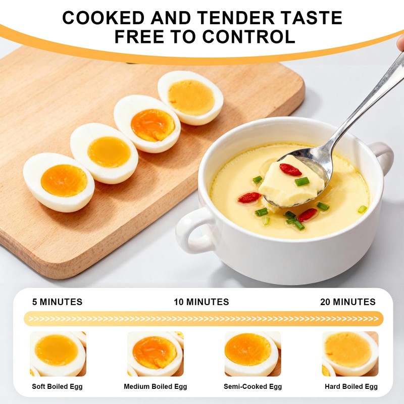 Kawu Egg Cooker, 12 Eggs Electric Egg Boiler with Anti-scalding