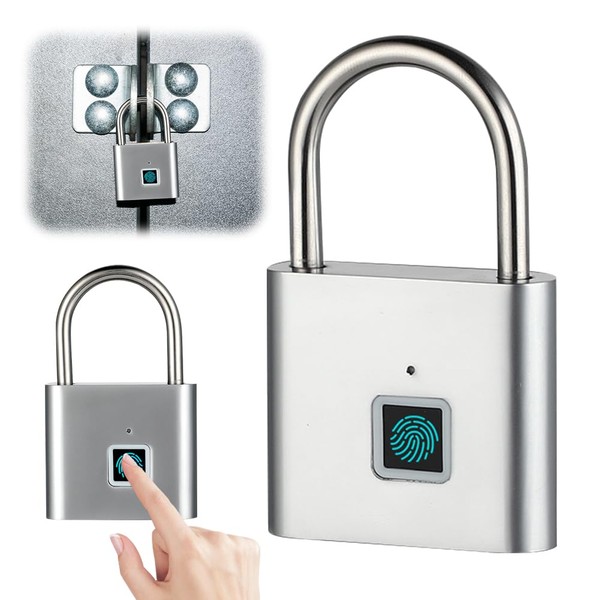 Padlock with Fingerprint, Lock with Fingerprint, Small, USB Padlock, Weatherproof