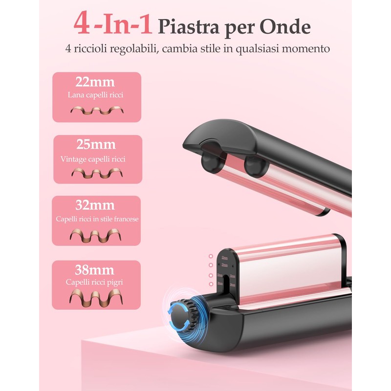 4 In 1 Regolabile Piastra Onde per Capelli - 22/25/32/38mm
