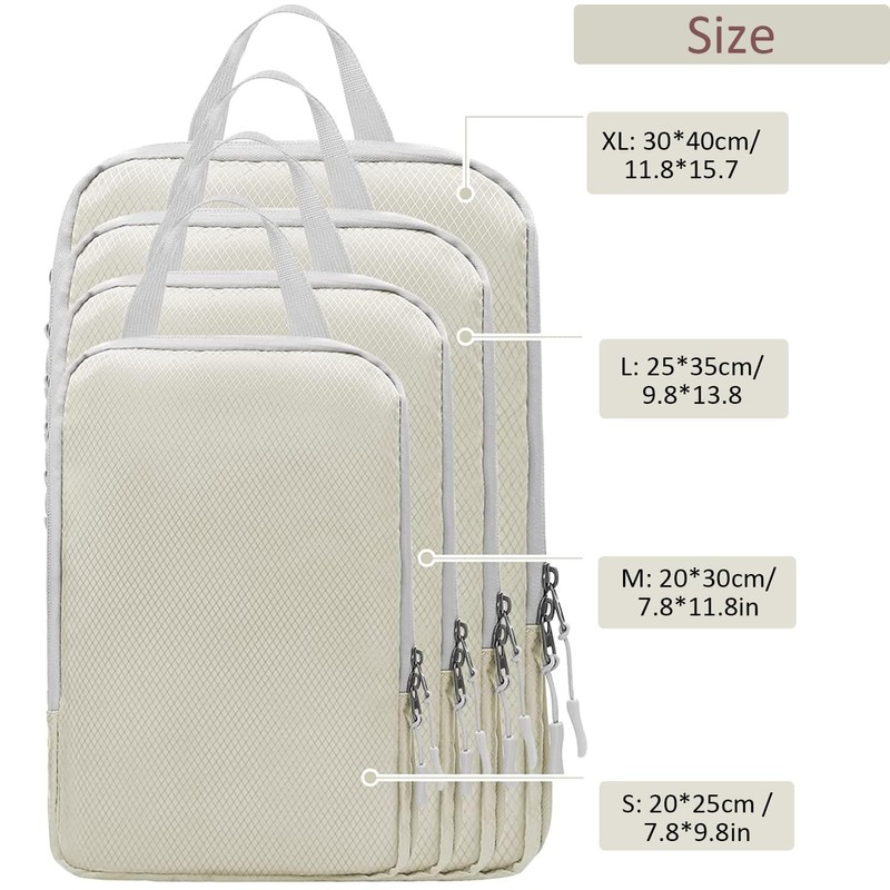 4pcs Packing Cubes, Compression Packing Cubes for Travel compression bags