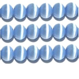 10mm, 8mm & 6mm Cat's Eye Bead Strands Grade A Fiber Optic, 32 Colors to Choose from (8mm, Powder Blue)