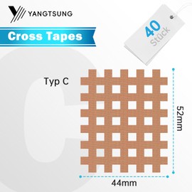 YANGTSUNG Gittertape Cross Tape, Größe Typ C 40 Stück, Premium Qualität Akupunkturpflaster, Wasserfest mit extra starkem Halt, Gitter Tapes Schmerzpunkte oder als Narbenpflaster, vielseitig einsetzbar