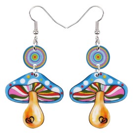 RAIDIN Acrylic Cute Creative Mushroom Dangle Drop Hook Earrings for Women Girls Mushroom Earrings Jewelry for Gifts Party Charms (Navy)