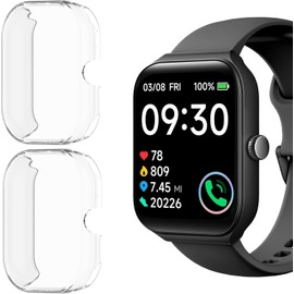 Blueshaweu for TOOBUR IDW16 Smart Watch Case, Soft Slim TPU All Around Protective Shell Anti-Scratch Bumper Cover Case Compatible for TOOBUR IDW16 / Faweio IDW16 Smart Watch 1.95" (Clear+Clear)