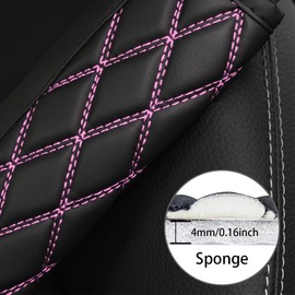 Bittwee Car Seat Belt Pads, 2PCS Leather Seatbelt Covers Protect Your Neck and Shoulder & More Comfortable Driving, Harness Pad for All Cars and Backpack Strap, Car Interior Accessories (Black/Pink)
