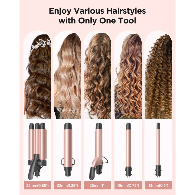 Wavytalk 5 in 1 Curling Iron Set With Three Barrel