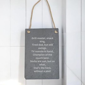 Hanging Slate Board with Jute Rope, Grey, Decorative Wall Sign