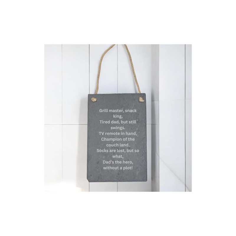 Hanging Slate Board with Jute Rope, Grey, Decorative Wall Sign