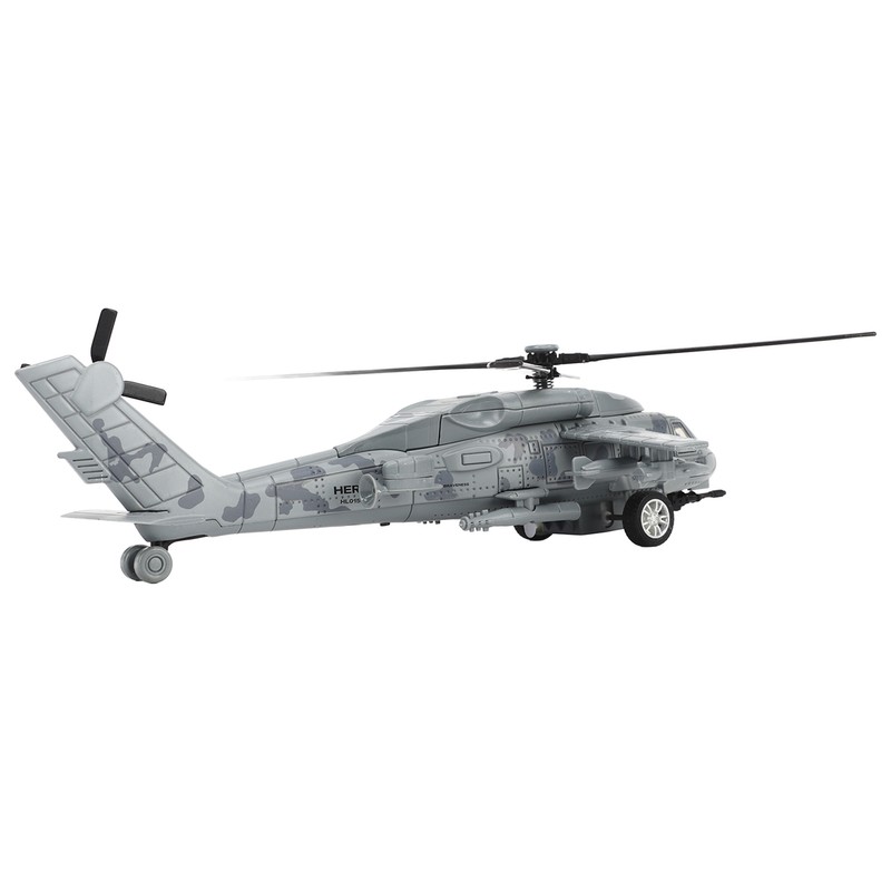 Diecast Metal Helicopter Model Sound Light Pullback Alloy Fighter Aircraft