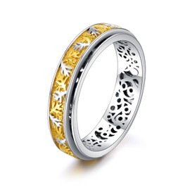 HOPEEZZ Leaf Fidget Ring For Women Sterling Silver Spinner Anxiety Ring Leaf Jewelry Gift