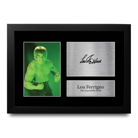HWC Trading FR A4 Lou Ferrigno The Incredible Hulk The Incredible Hulk Gifts Printed Signed Autograph Picture for Movie Memorabilia Fans - A4 Framed