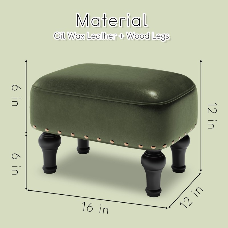 Cmishe Ottoman Leather Foot Rest with Thicker Foam Padded Seat,