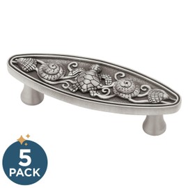Franklin Brass Seaside Cottage (5-Pack) Cabinet Handles 3" Hole Center Pulls | Brushed Satin Pewter Hardware Kitchen Door, Drawers, Dressers, Furniture PBF663-BSP-C1