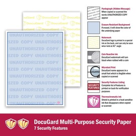 DocuGard Advanced Blue Multi-Purpose Security Paper, 7 Features, 8.5 x 11 Inches, 24 lb, 2500 Sheets (04546C)