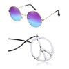 Hippie Dressing Accessory Set Hippie Glasses and Peace Sign Necklace