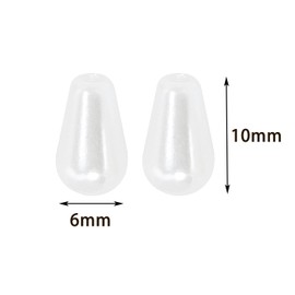 PPhtony 6x10mm Plastic Faux Teardrop Pearl Beads Imitation Waterdrop Pearl Beads for Pendant Necklace Earrings Christmas Wedding Head Band Headpieces DIY Craft Jewelry Making, 100PCS (White)