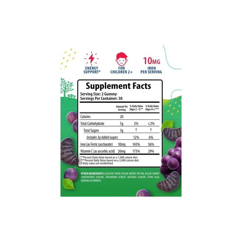 Sunny Sam Gomitas De Hierro Para Niños - 10 Mg,