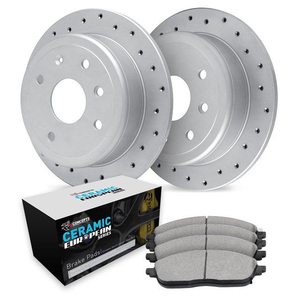 R1 Concepts Rear Brakes and Rotors Kit |Rear Brake Pads|