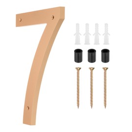 sourcing map 12 Inch Modern House Number, Acrylic Floating House Number for Outside Address Sign for House with Nail Kit for Mailbox Yard Home Front Door (Number 7, Gold Tone)