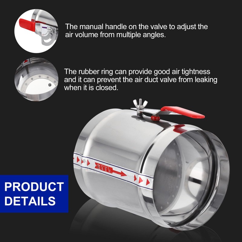 PATIKIL HVAC Duct Manual Volume Backdraft Damper, 6 Inch/150mm, Airflow