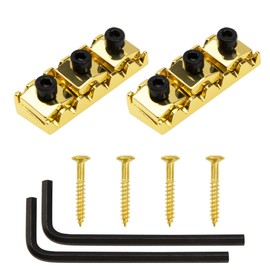 2Pcs Yootones 42mm Metal Guitar String Locking Nut Compatible with Floyd Rose Style Electric Guitar Tremolo Bridge Lock System (Gold)