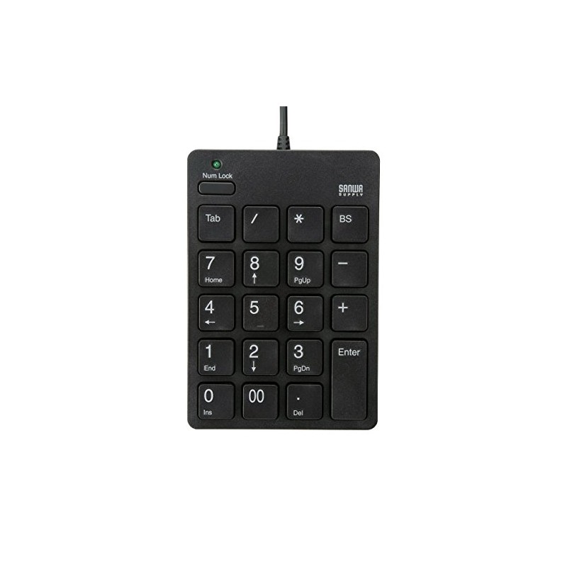 Sanwa Supply NT-18UH2BK Numeric Keypad with USB 2.0 Hub, Black