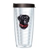 Black Lab Puppy Dog Face w/Black Lid Tumbler Cup 16