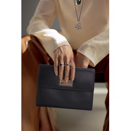 Catwalk Collection Handbags - Ladies Jewellery Roll - Travel Jewelry Organiser Case - Smooth Leather And Suede - Gift Boxed - CHANELLE - Black